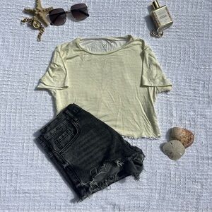 Yellow and white pacsun striped short sleeve tee size small